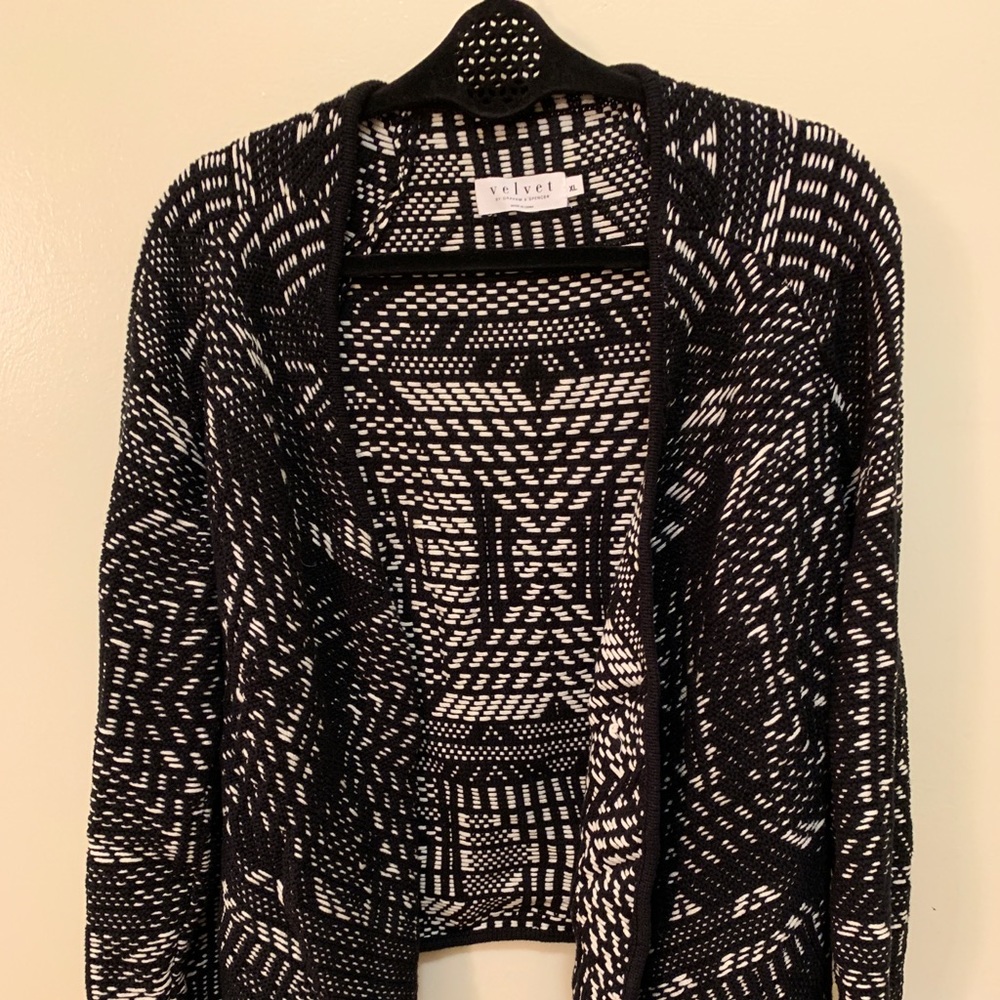Velvet shawl cardigan